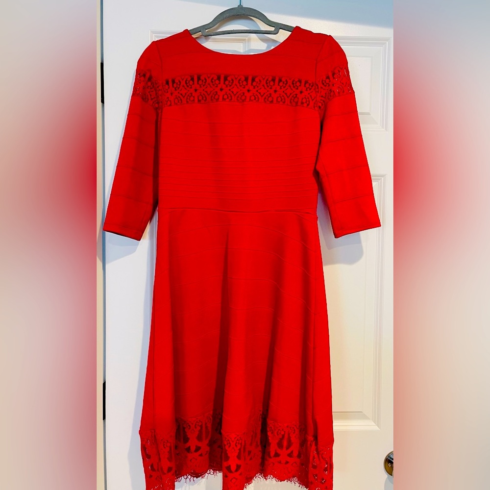 Collection B Vibrant Red Long Sleeve Dress